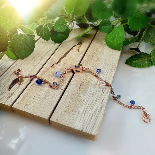 "Love Connects Us" Bracelet - You, Me, Together, Forever (Blue)