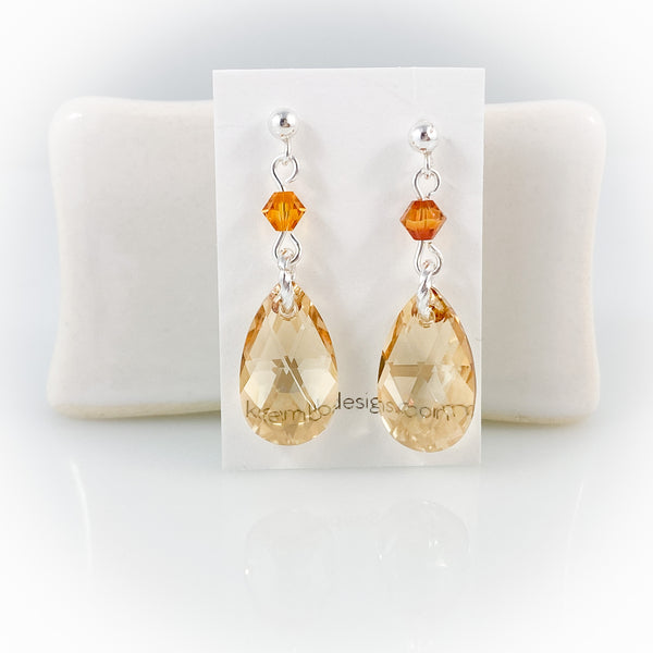 "Crystal Rain" (Champagne) Earrings