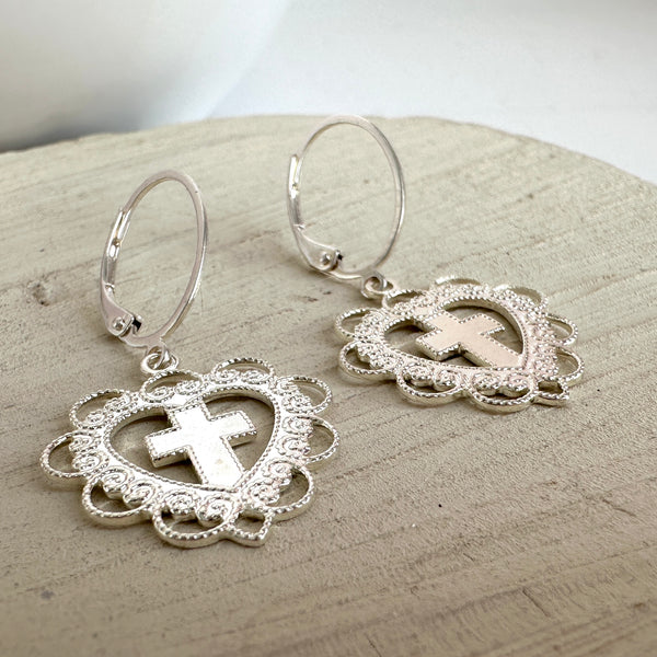 "Cross My Heart" Earrings