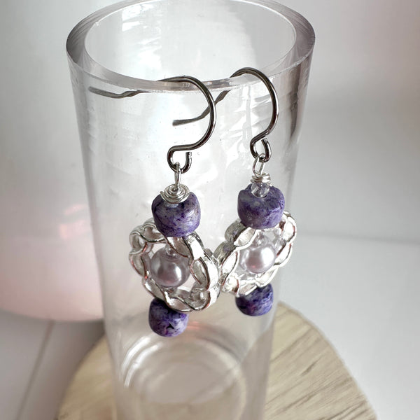 "Secret Pearl" Earrings - purple