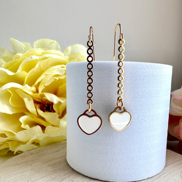 "Heart Strings" (white) Earrings