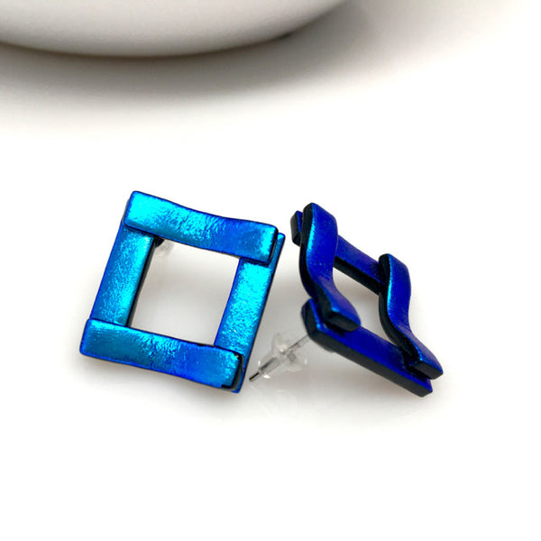 "Squared Up" Dichroic Glass Earrings