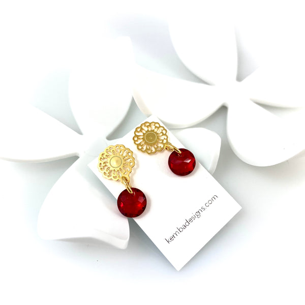 "Light Bright 3" Earrings (Red)