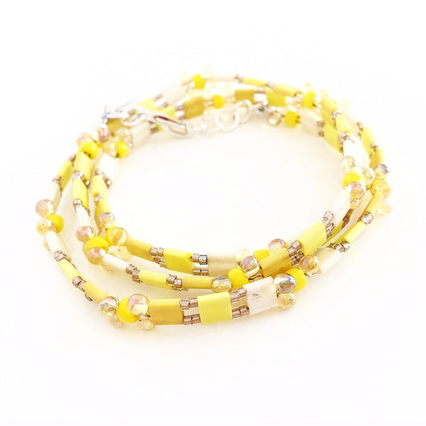 "Glass Tile" Wrap Bracelet (Yellow)