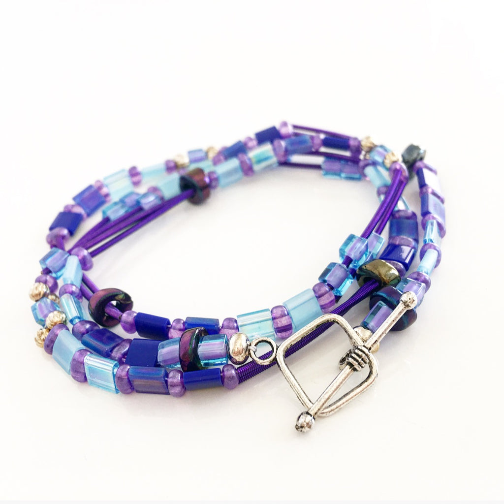 "Glass Tile" Wrap Bracelet (Purple)