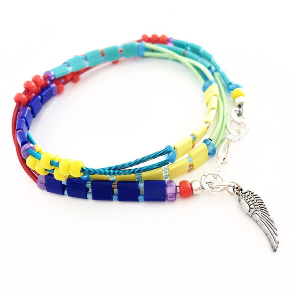 "Glass Tile" Wrap Bracelet (Under the Rainbow)