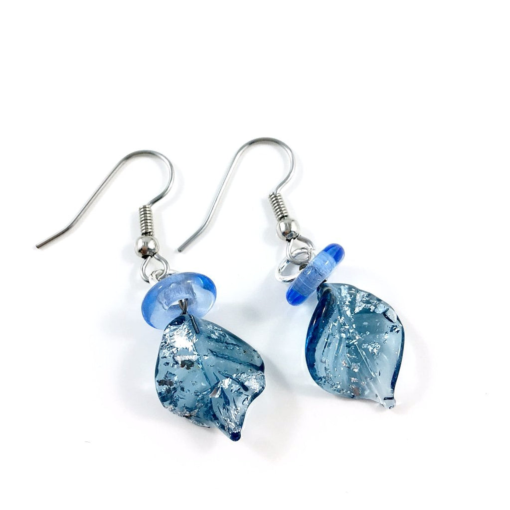 "Twisted Leaf" Earrings (Light Blue)