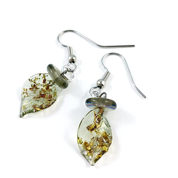 "Twisted Leaf" Earrings (Gold Fleck)
