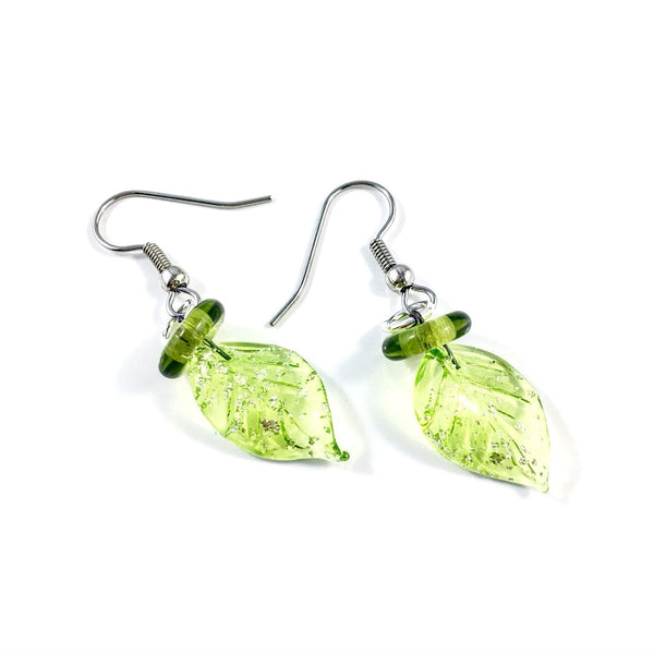 "Twisted Leaf" Earrings (Light Green)