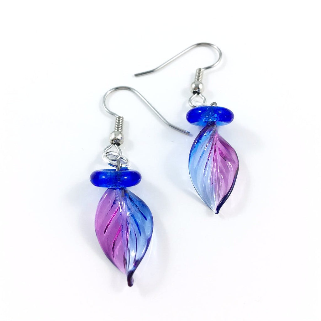 "Twisted Leaf" Earrings (Blue/Purple)