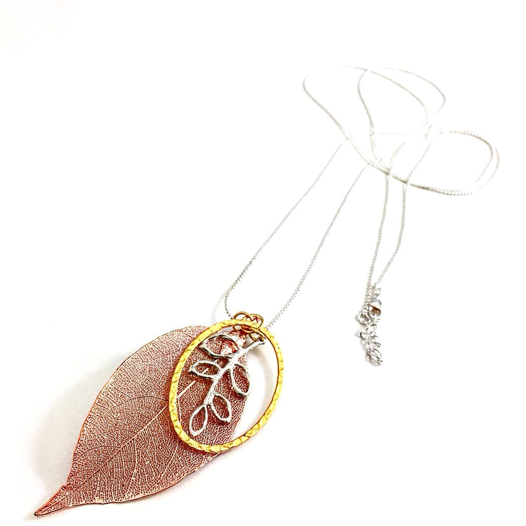 "Shimmer Leaf" Pendant Necklaces (Silver Branch 2)