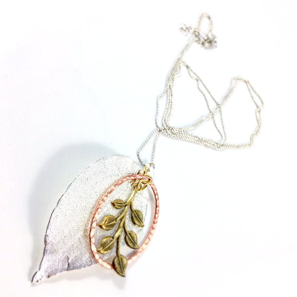 "Shimmer Leaf" Pendant Necklaces (Gold Vine)