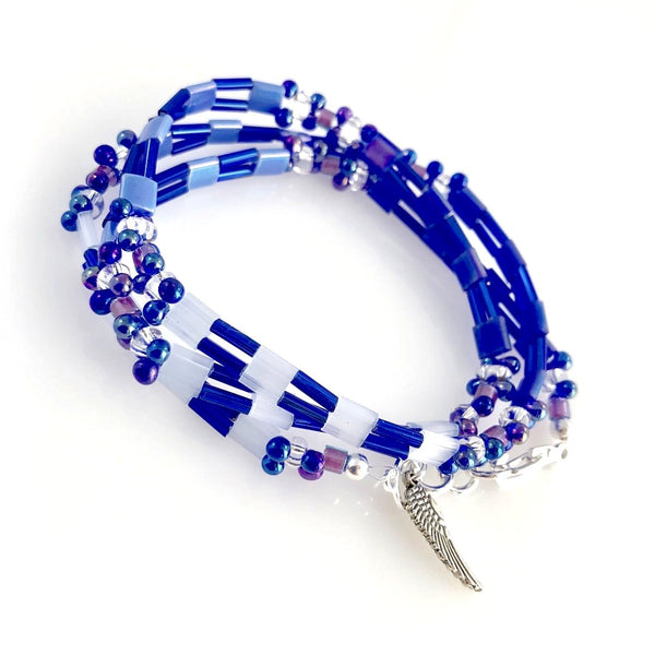 "Glass Tile" Wrap Bracelet (Indigo)