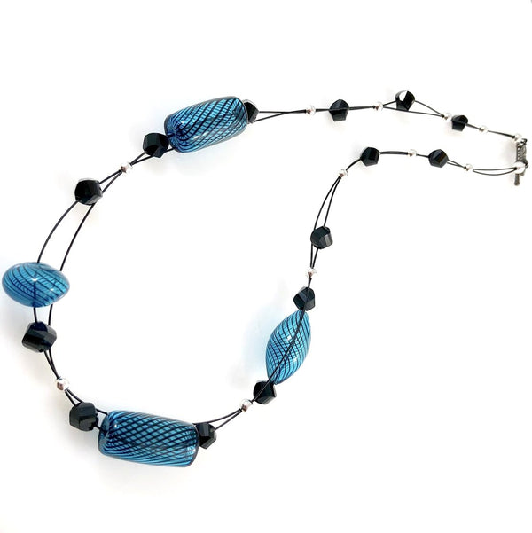"Blown Glass Orb" Necklace (Turquoise)