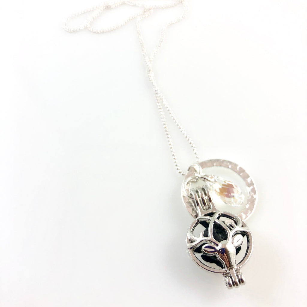 "Lava Stone Cage" Pendant Necklaces
