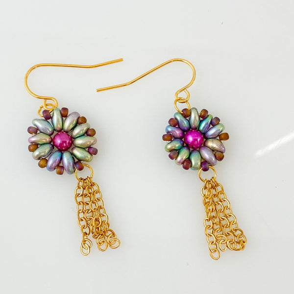 “Sun Shield” Earrings (pink/multi)