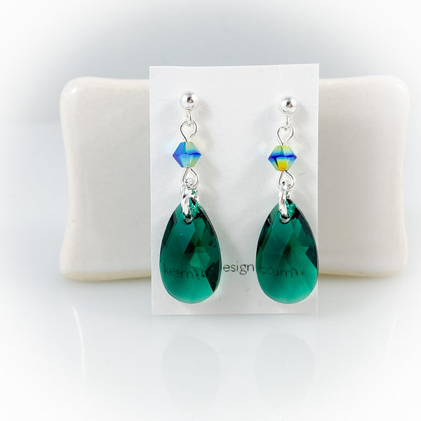 "Crystal Rain" (Emerald Green) Earrings