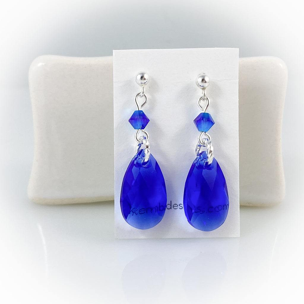 "Crystal Rain" (Royal Blue) Earrings