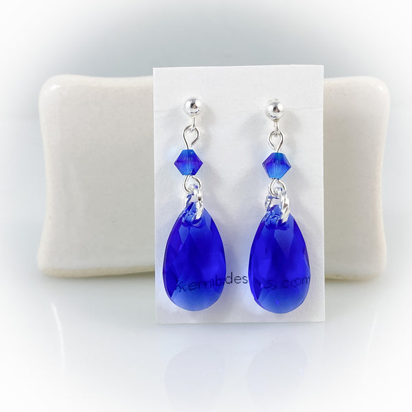 "Crystal Rain" (Royal Blue) Earrings