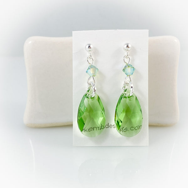 "Crystal Rain" (Light Green) Earrings